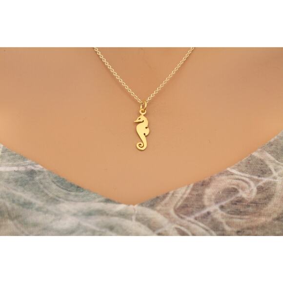 Flat Seahorse with 24K Gold Plated Necklace - Picture 2 of 5